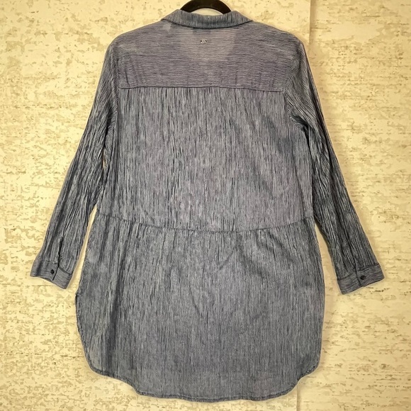 Women's Organic Cotton Tunic Top Railroad Stripe Hidden Buttons Peppy Natural 42 - Picture 12 of 16